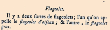 le flageolet d'oiseau dans l'Encyclopédie