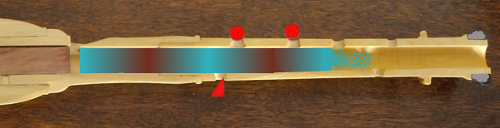 the air column for high G on the French flageolet